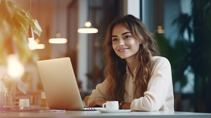 Sticker - businesswoman working on laptop in office