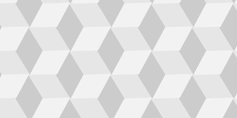 Wall Mural - Seamless geometric pattern abstract background. abstract cubes geometric white and gray color hexagon technology background. digital cube honeycomb Front view of white texture for background.