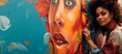 Urban Canvas: Painting Vibrant Colors with Brush, Street Art of a Talented Woman - Ai Generative
