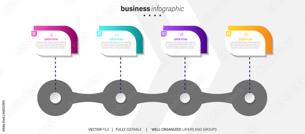 Image vectorielle Stock Line step infographic. 4 options workflow ...
