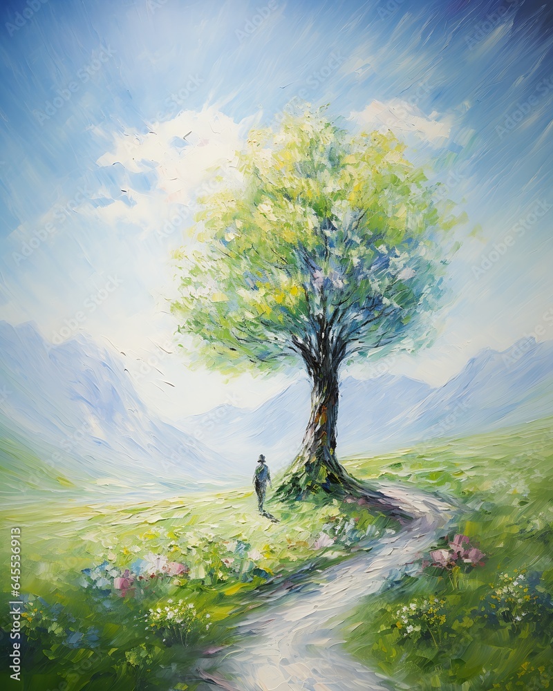 man walking down path towards tree cover gently caressing earth lonely rendition dreams kinos journey optimistic future princess