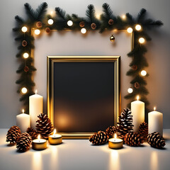 Wall Mural - christmas frame with candles