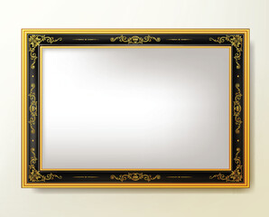 Poster - Decorative vintage frame and border Black, Gold and black photo frame