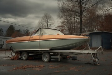 Wall Mural - Boat on trailer.