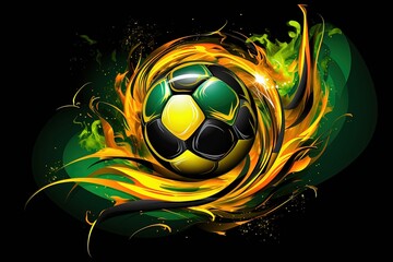 Canvas Print - Soccer ball in Brazilian colors.