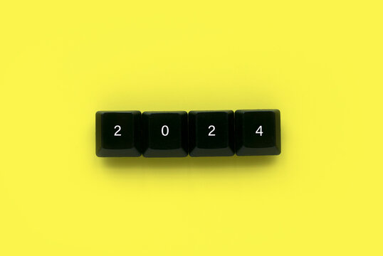 New year concept. Computer keyboard written with new year number.