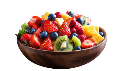 Wall Mural - Natural and fresh fruit salad isolated on transparent background