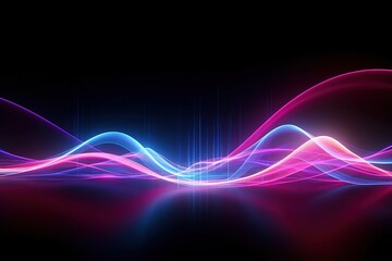 Wall Mural - abstract futuristic background with pink blue glowing neon moving high speed wave lines and bokeh li