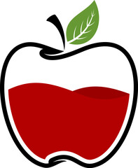 Sticker - Apple line art with juice inside