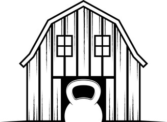 Poster - Classic barn with kettle bell