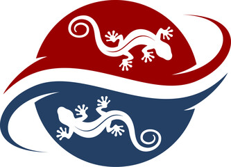 Sticker - Circular shape with lizard and swoosh