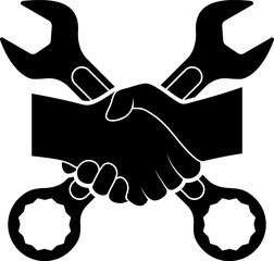 Poster - Cross wrench with shake hand