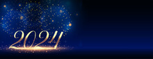 2024 New Year Firework Celebration Wallpaper With Shiny Effect