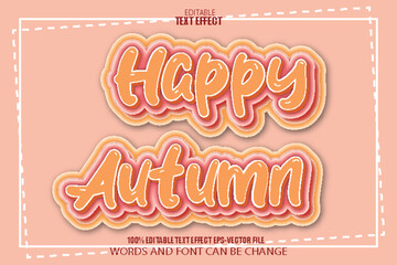 Wall Mural - Happy Autumn Editable Text Effect 3D Cartoon Style