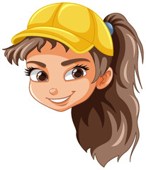 Canvas Print - Cute girl wearing hat face ponytail hair