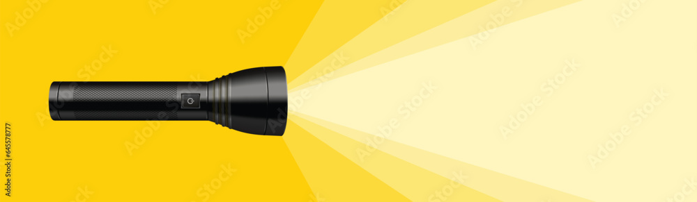 realistic torch and light beam illustration. An illustration of an electric bulb and light striking forward.