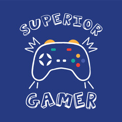 Aufkleber - kids tee print design with gamepad drawing as vector
