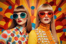 A Retro Inspired Fashion Shoot Featuring Bold Patterns And Vibrant Colors, Woman