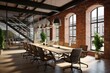 © Denis - Modern office Interior with old vintage brick Wall. Art work business space