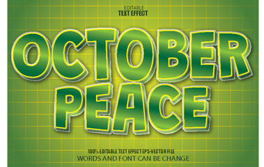 Wall Mural - October Peace Editable Text Effect Cartoon Style