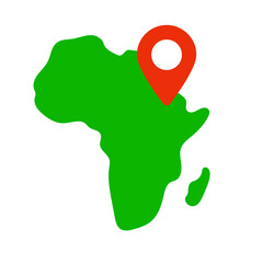 Poster - African continent map and map pin icon. Vector.