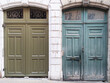 restored wooden door facade before and after painting and repair by professional garage gate entrances portal