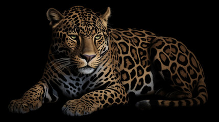 Jaguar with a black background illustration