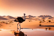 Ostrich In The Desert