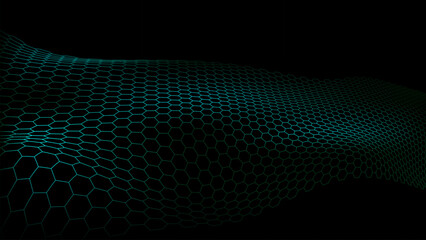 Poster - Hexagonal cell pattern science tech dark background