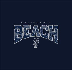  California beach typography summer t- shirt print vector illustration.