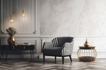 Wall Mural - luxury living room interior design. 3d render illustration mock up