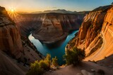 Fototapeta Natura - canyon view in summer. Colorful canyon landscape at sunset. nature scenery in the canyon. amazing nature background. summer landscape in nature. Tasyaran canyon travel in the great valley