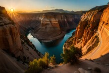 Canyon View In Summer. Colorful Canyon Landscape At Sunset. Nature Scenery In The Canyon. Amazing Nature Background. Summer Landscape In Nature. Tasyaran Canyon Travel In The Great Valley