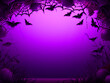 © DesiArt - Halloween theme purple background with bats and spider webs - ai generative