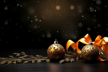 Poster - Christmas orange black background. Generate Ai