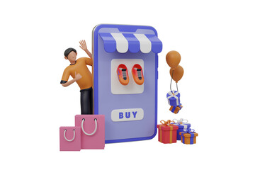 Poster - Online Shopping 3d Illustration