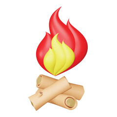 Poster - Bonfire 3d rendering isometric icon.