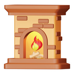Poster - PrintFireplace 3d rendering isometric icon.