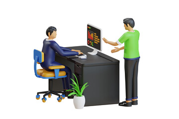 Poster - People talking in office 3d Illustration