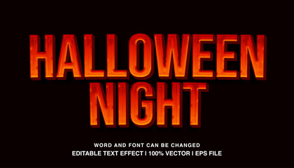 Wall Mural - Halloween night editable text effect template, 3d cartoon orange typeface, premium vector