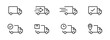 © Pointer Marker - Delivery truck icon set. Shipping outline icon. Parcel transportation