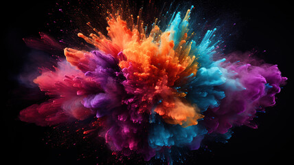 Wall Mural - elevated view of multicolored holi colors. generative ai