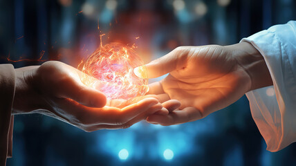Poster - Philanthropy helping hand doctor medical healthcare specialized assistance. Generative Ai