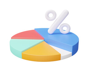 Poster - Chart percentage proportion icon data analytics system optimization growth statistics finance graph, business development concept. minimal cartoon. 3D render illustration