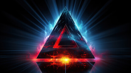 Poster - A triangle that is in the middle of a black background. Generative Ai