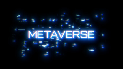 Metaverse word overlay with digital glitch