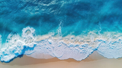  Aerial View of Beachscape white Sand Beach Surrounded by Crystal-Clear Turquoise Waves