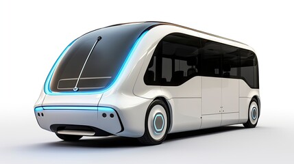 futuristic electric vehicle bus, white background, Generative AI