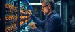 © tongpatong - a young engineer working in a data centre server room.