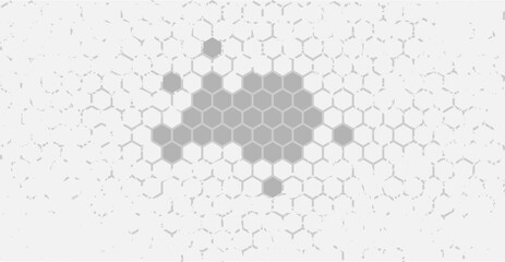 Wall Mural - Rough, irregular texture composed of monochrome geometric elements. distressed grunge hexagon . Abstract vector illustration. Isolated on white background. Vector Format honeycomb